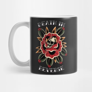 Death In Reverse - Skull with Flower Traditional Tattoo Flash Mug